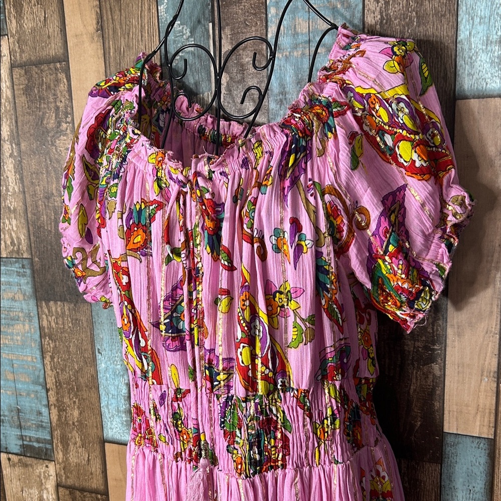 Pink Floral Bohemian Maxi Dress - Women's - Picture 3 of 16